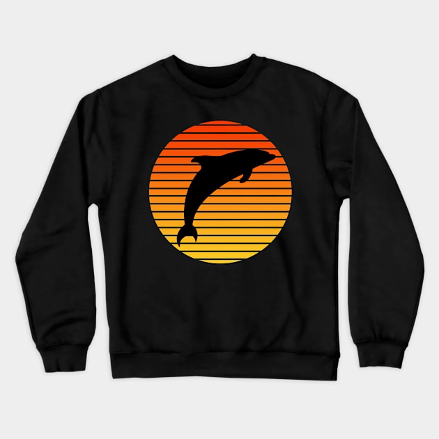 Vintage Retro Sunset Dolphin Jump Silhouette Crewneck Sweatshirt by Grove Designs